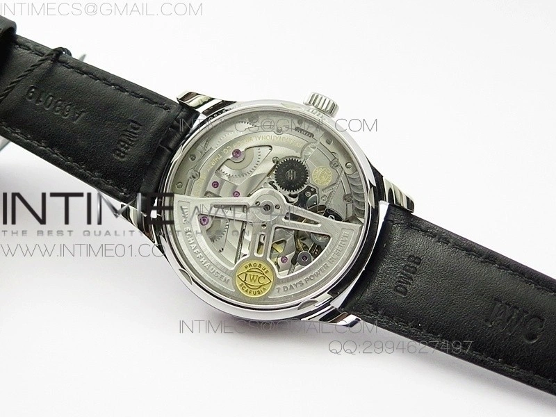 PORTUGUESE REAL PR IW500109 AZF 1:1 BEST EDITION ON BLACK LEATHER STRAP A52010
