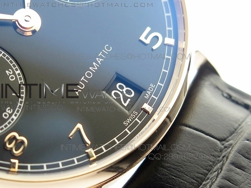 PORTUGUESE REAL PR IW500115 AZF 1:1 BEST EDITION ON BLACK LEATHER STRAP A52010