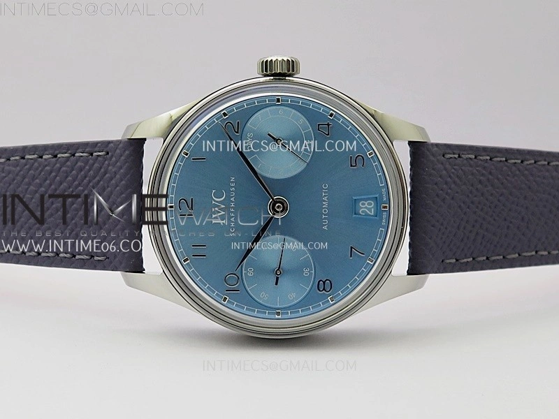 Portuguese Real PR IW501708 SS APSF 1:1 Best Edition Light Blue Dial On Blue Leather Strap A52010