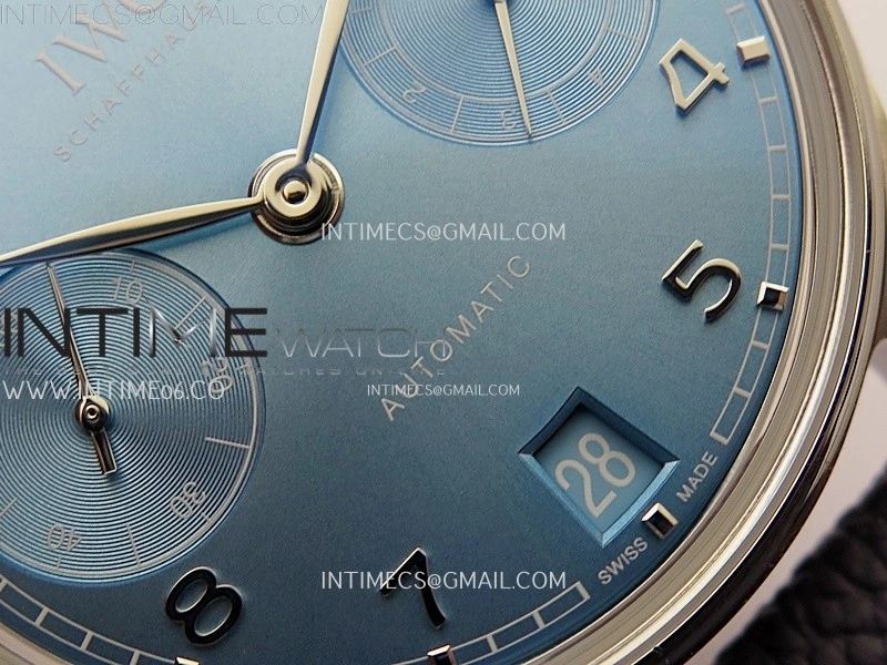 Portuguese Real PR IW501708 SS APSF 1:1 Best Edition Light Blue Dial On Blue Leather Strap A52010