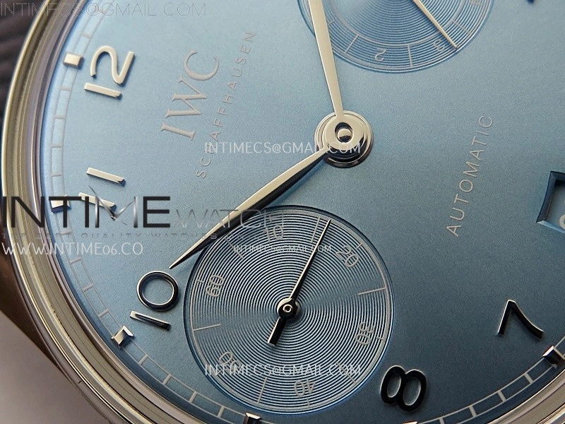 Portuguese Real PR IW501708 SS APSF 1:1 Best Edition Light Blue Dial On Blue Leather Strap A52010