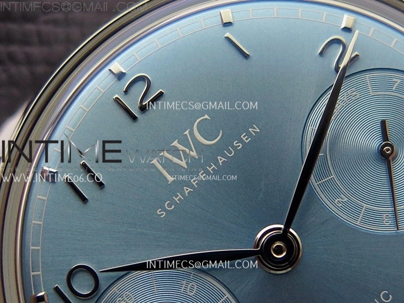 Portuguese Real PR IW501708 SS APSF 1:1 Best Edition Light Blue Dial On Blue Leather Strap A52010