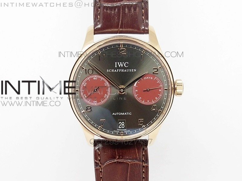 PORTUGUESE REAL PR RG GARY DIAL V2 Gold Numbers ZF 1:1 BEST EDITION ON BLACK LEATHER STRAP A52010