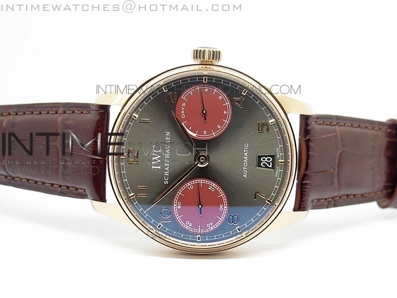 PORTUGUESE REAL PR RG GARY DIAL V2 Gold Numbers ZF 1:1 BEST EDITION ON BLACK LEATHER STRAP A52010