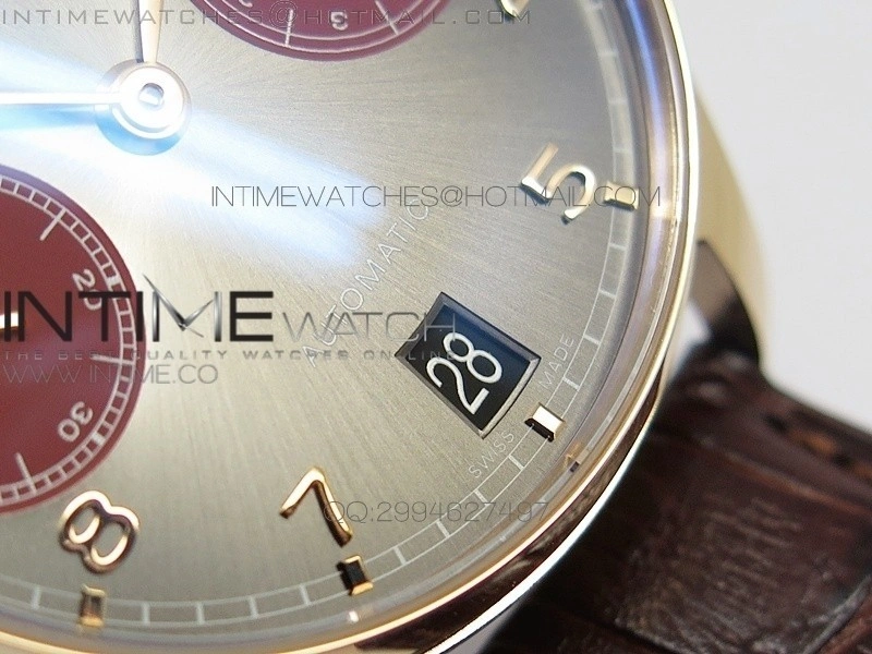 PORTUGUESE REAL PR RG GARY DIAL V2 Gold Numbers ZF 1:1 BEST EDITION ON BLACK LEATHER STRAP A52010