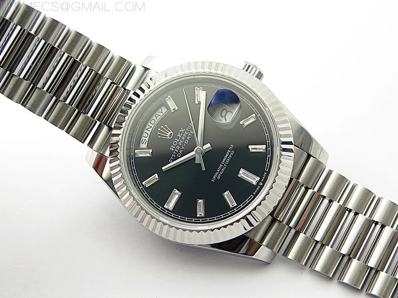Day Date 40mm 228239 Gain Weight SS tungsten APSF 1:1 Best Edition Black Dial T Crystals Markers on SS President Bracelet A2836