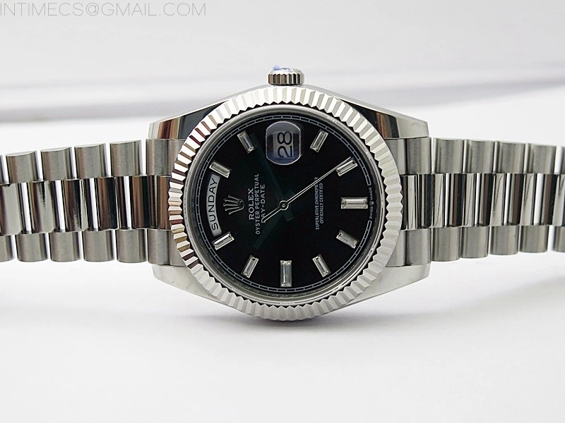 Day Date 40mm 228239 Gain Weight SS tungsten APSF 1:1 Best Edition Black Dial T Crystals Markers on SS President Bracelet A2836