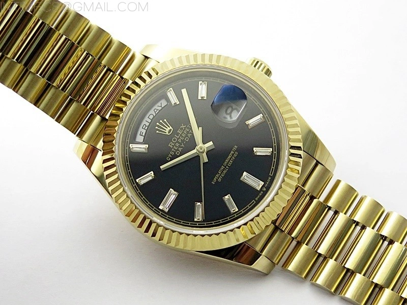 Day Date 40mm 228238 Gain Weight YG tungsten APSF 1:1 Best Edition Black Dial T Crystals Markers on YG President Bracelet A2836