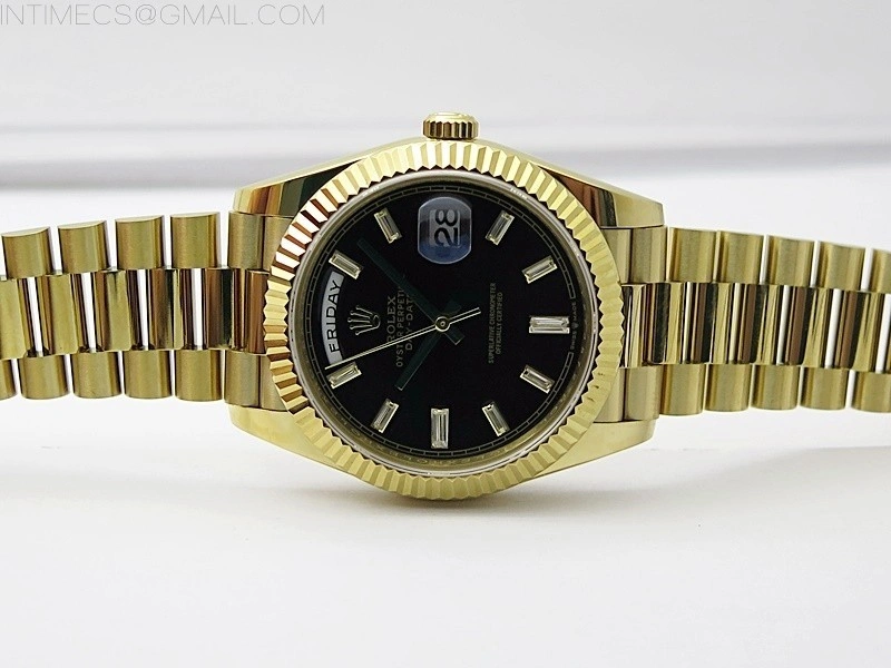 Day Date 40mm 228238 Gain Weight YG tungsten APSF 1:1 Best Edition Black Dial T Crystals Markers on YG President Bracelet A2836