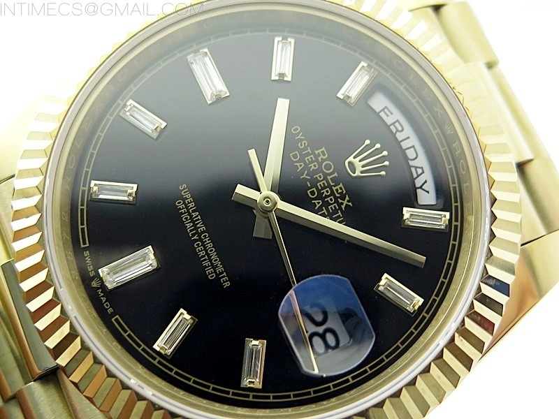 Day Date 40mm 228238 Gain Weight YG tungsten APSF 1:1 Best Edition Black Dial T Crystals Markers on YG President Bracelet A2836