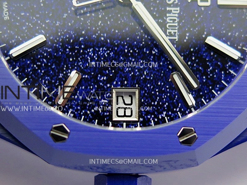 Royal Oak 15500 Blue Ceramic APSF 1:1 Best Edition Blue Starry Dial On Blue Ceramic Bracelet SA4302 Super Clone