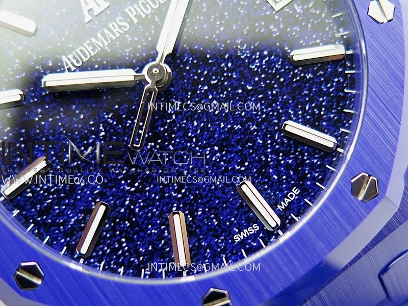 Royal Oak 15500 Blue Ceramic APSF 1:1 Best Edition Blue Starry Dial On Blue Ceramic Bracelet SA4302 Super Clone