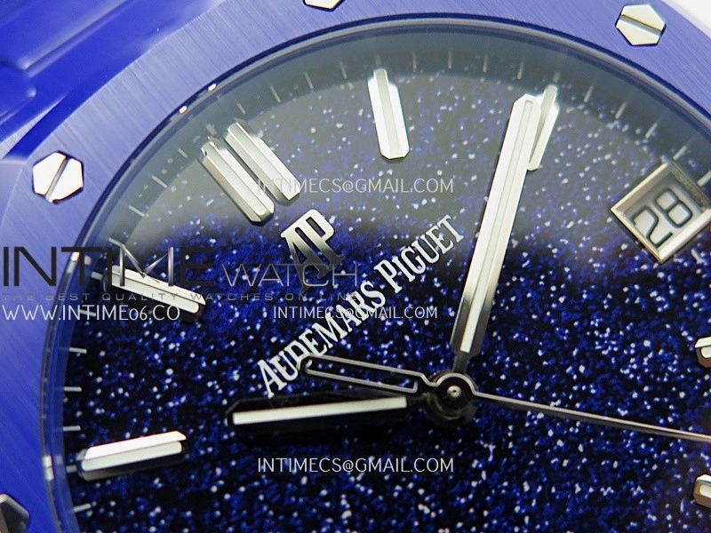 Royal Oak 15500 Blue Ceramic APSF 1:1 Best Edition Blue Starry Dial On Blue Ceramic Bracelet SA4302 Super Clone