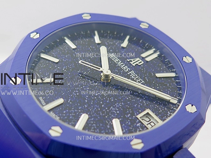 Royal Oak 15500 Blue Ceramic APSF 1:1 Best Edition Blue Starry Dial On Blue Ceramic Bracelet SA4302 Super Clone