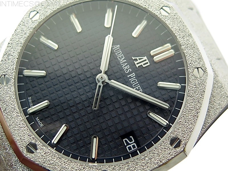 Royal Oak 41mm 15500 Frosted SS APSF 1:1 Best Edition Blue Textured Dial on Frosted SS Bracelet SA4302 Super Clone