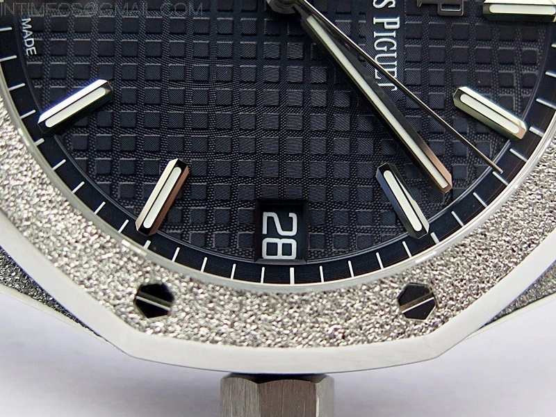 Royal Oak 41mm 15500 Frosted SS APSF 1:1 Best Edition Blue Textured Dial on Frosted SS Bracelet SA4302 Super Clone