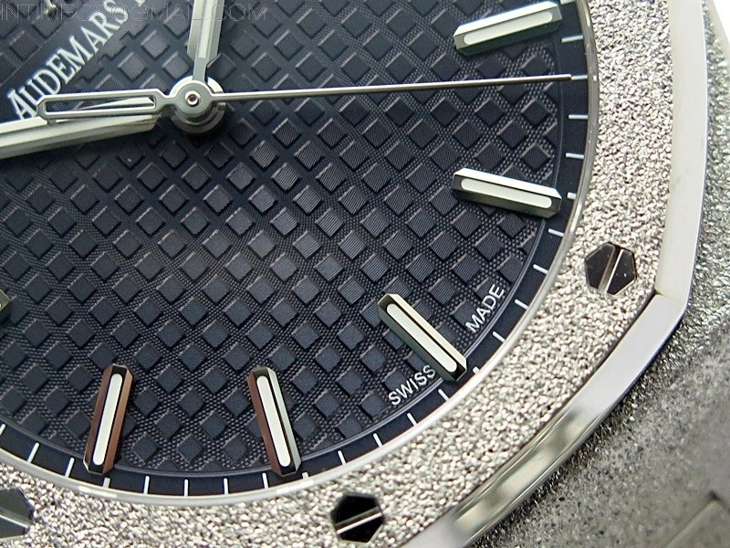 Royal Oak 41mm 15500 Frosted SS APSF 1:1 Best Edition Blue Textured Dial on Frosted SS Bracelet SA4302 Super Clone