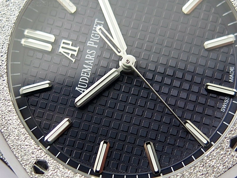 Royal Oak 41mm 15500 Frosted SS APSF 1:1 Best Edition Blue Textured Dial on Frosted SS Bracelet SA4302 Super Clone