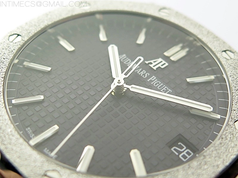 Royal Oak 41mm 15500 Frosted SS APSF 1:1 Best Edition Blue Textured Dial on Frosted SS Bracelet SA4302 Super Clone