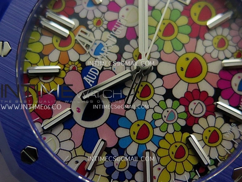 Royal Oak 15500 Blue Ceramic APSF 1:1 Best Edition Celebration Dial On Blue Ceramic Bracelet SA4302 Super Clone