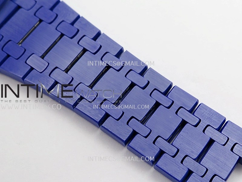 Royal Oak 15500 Blue Ceramic APSF 1:1 Best Edition Celebration Dial On Blue Ceramic Bracelet SA4302 Super Clone