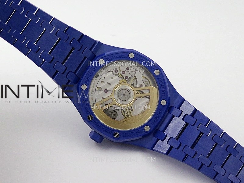 Royal Oak 15500 Blue Ceramic APSF 1:1 Best Edition Celebration Dial On Blue Ceramic Bracelet SA4302 Super Clone