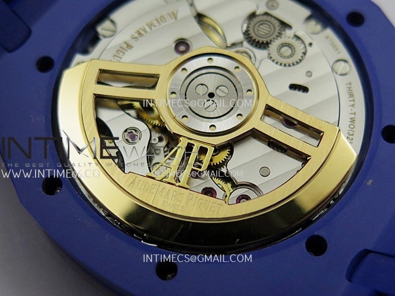 Royal Oak 15500 Blue Ceramic APSF 1:1 Best Edition Celebration Dial On Blue Ceramic Bracelet SA4302 Super Clone
