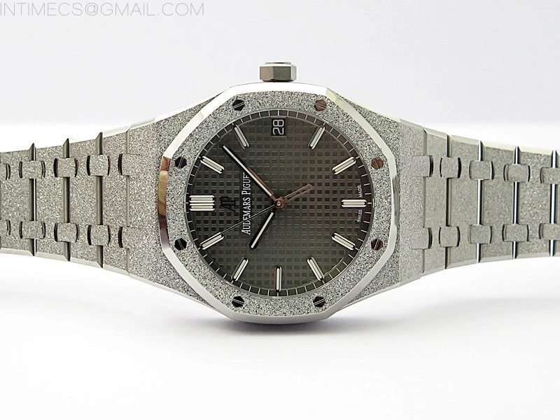 Royal Oak 41mm 15500 Frosted SS APSF 1:1 Best Edition Gray Textured Dial on Frosted SS Bracelet SA4302 Super Clone