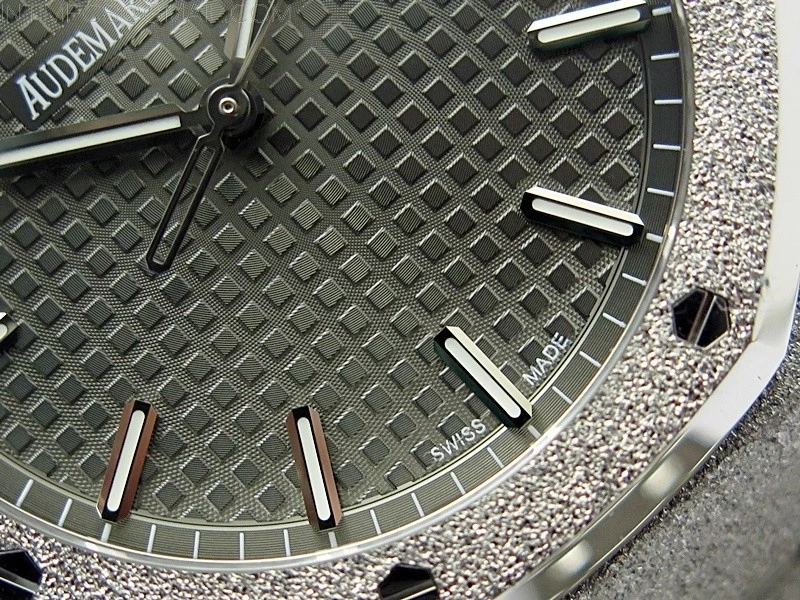 Royal Oak 41mm 15500 Frosted SS APSF 1:1 Best Edition Gray Textured Dial on Frosted SS Bracelet SA4302 Super Clone
