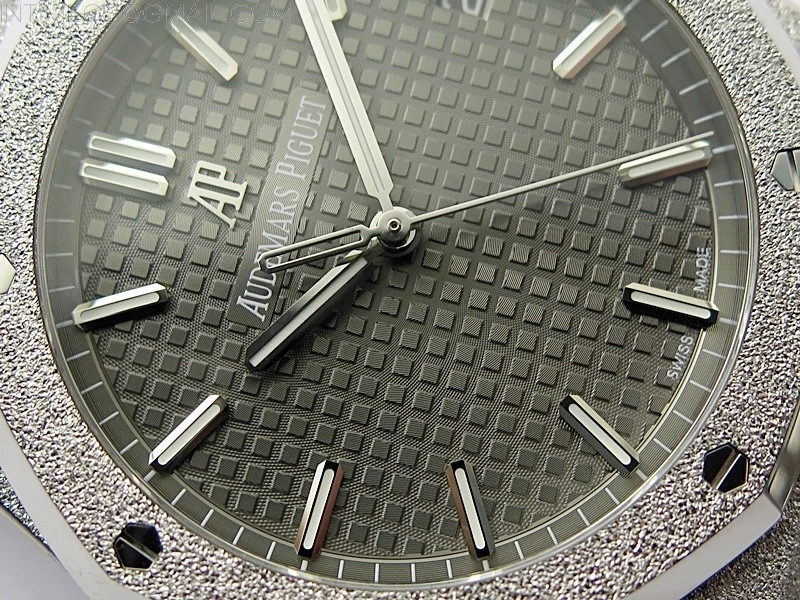 Royal Oak 41mm 15500 Frosted SS APSF 1:1 Best Edition Gray Textured Dial on Frosted SS Bracelet SA4302 Super Clone