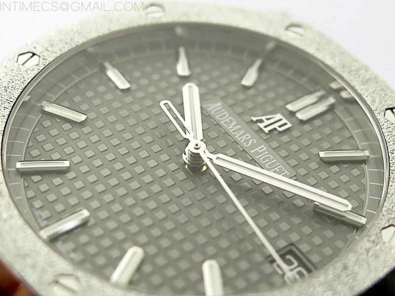 Royal Oak 41mm 15500 Frosted SS APSF 1:1 Best Edition Gray Textured Dial on Frosted SS Bracelet SA4302 Super Clone