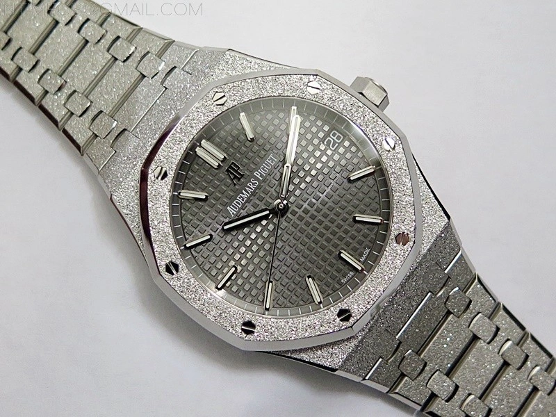 Royal Oak 41mm 15500 Frosted SS APSF 1:1 Best Edition Gray Textured Dial on Frosted SS Bracelet SA4302 Super Clone