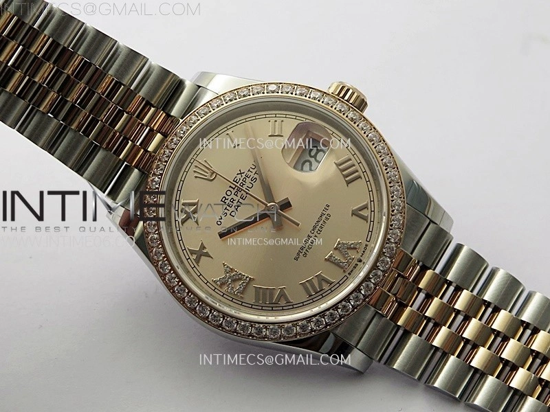 DateJust 36MM 126281 SS RG APSF 1:1 Best Edition Rose Gold Dial Roman Markers on SS RG Jubilee Bracelet SA3235