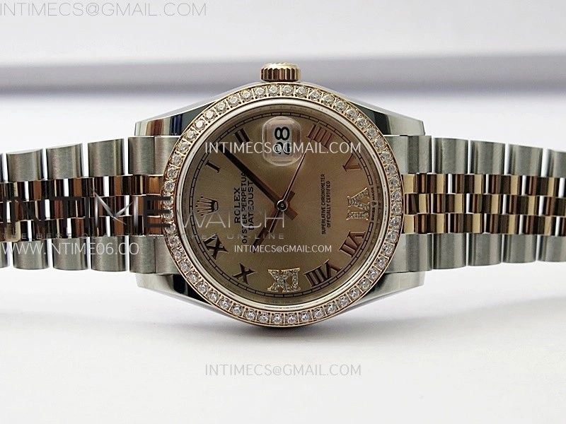 DateJust 36MM 126281 SS RG APSF 1:1 Best Edition Rose Gold Dial Roman Markers on SS RG Jubilee Bracelet SA3235