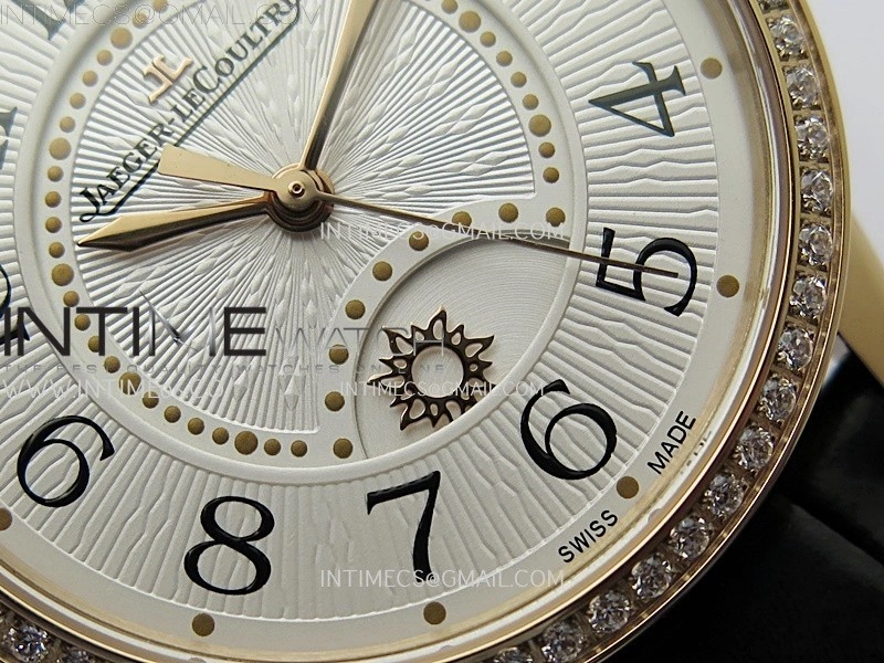 Rendez-Vous Night and Day Diamond Bezel RG APSF 1:1 Best Edition White Textured Dial SS Bezel on Black Strap Super Clone A898