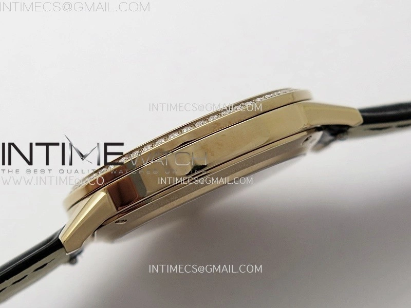 Rendez-Vous Night and Day Diamond Bezel RG APSF 1:1 Best Edition White Textured Dial SS Bezel on Black Strap Super Clone A898