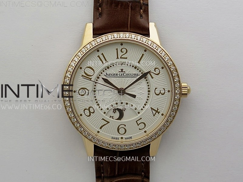 Rendez-Vous Night and Day Diamond Bezel RG APSF 1:1 Best Edition White Textured Dial SS Bezel on Brown Strap Super Clone A898
