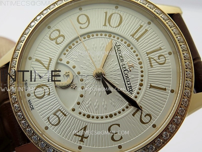 Rendez-Vous Night and Day Diamond Bezel RG APSF 1:1 Best Edition White Textured Dial SS Bezel on Brown Strap Super Clone A898