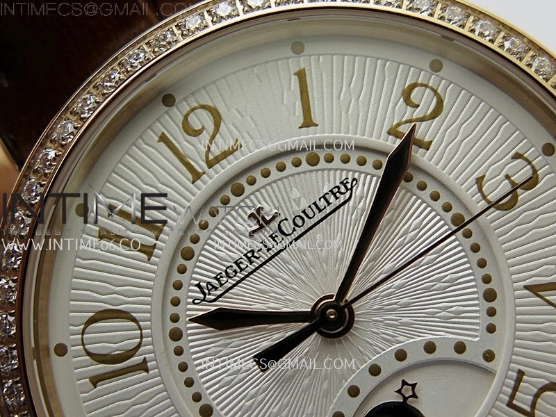 Rendez-Vous Night and Day Diamond Bezel RG APSF 1:1 Best Edition White Textured Dial SS Bezel on Brown Strap Super Clone A898