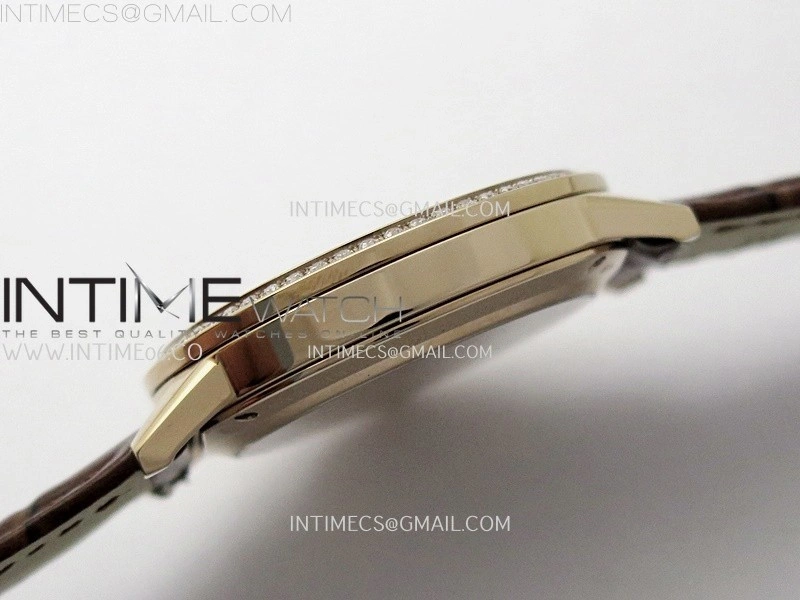 Rendez-Vous Night and Day Diamond Bezel RG APSF 1:1 Best Edition White Textured Dial SS Bezel on Brown Strap Super Clone A898