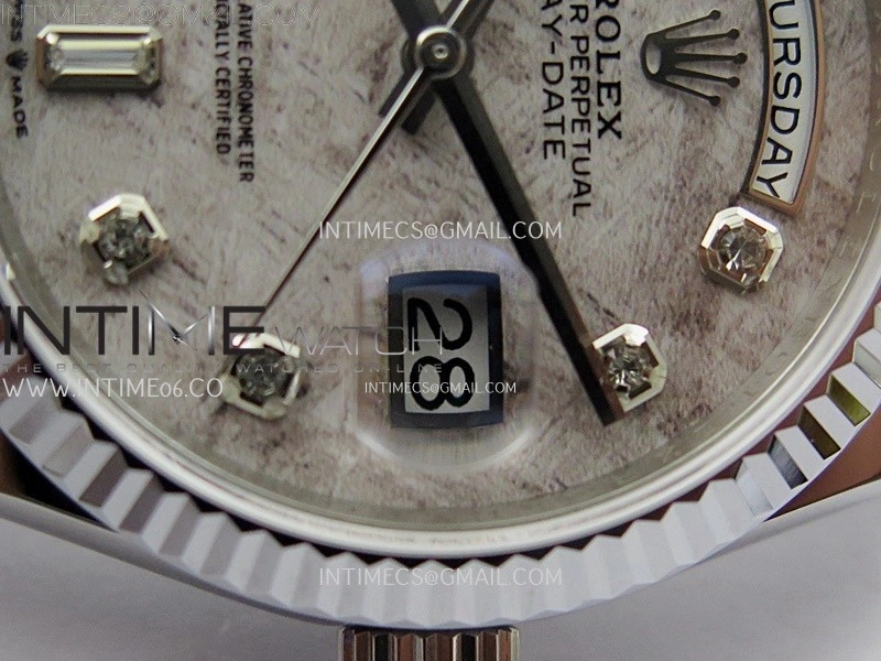 Day Date 36mm Gain Weight SS tungsten APSF 1:1 White Hematite Quartz Dial Diamond Markers on SS President Bracelet A3255