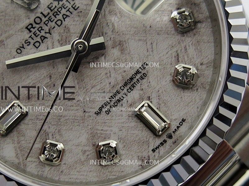 Day Date 36mm Gain Weight SS tungsten APSF 1:1 White Hematite Quartz Dial Diamond Markers on SS President Bracelet A3255