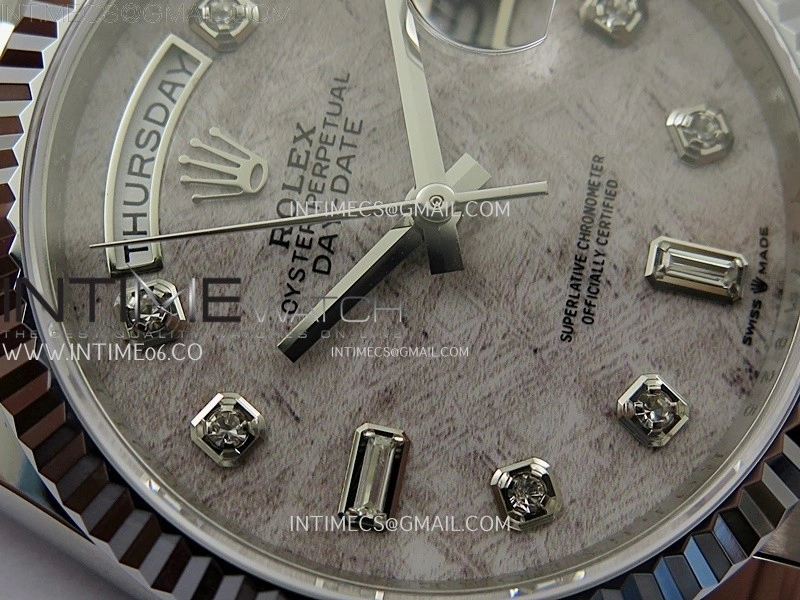 Day Date 36mm Gain Weight SS tungsten APSF 1:1 White Hematite Quartz Dial Diamond Markers on SS President Bracelet A3255