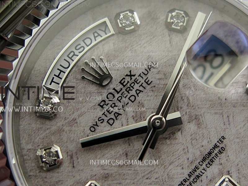 Day Date 36mm Gain Weight SS tungsten APSF 1:1 White Hematite Quartz Dial Diamond Markers on SS President Bracelet A3255