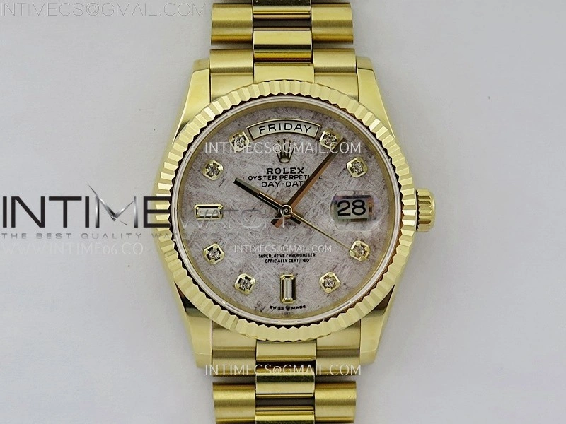 Day Date 36mm Gain Weight YG tungsten APSF 1:1 White Hematite Quartz Dial Diamond Markers on YG President Bracelet A3255