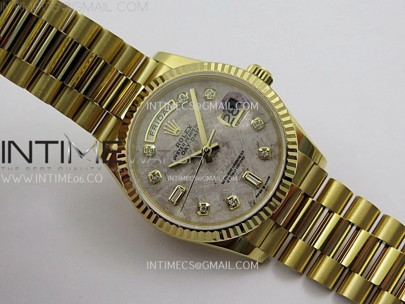 Day Date 36mm Gain Weight YG tungsten APSF 1:1 White Hematite Quartz Dial Diamond Markers on YG President Bracelet A3255