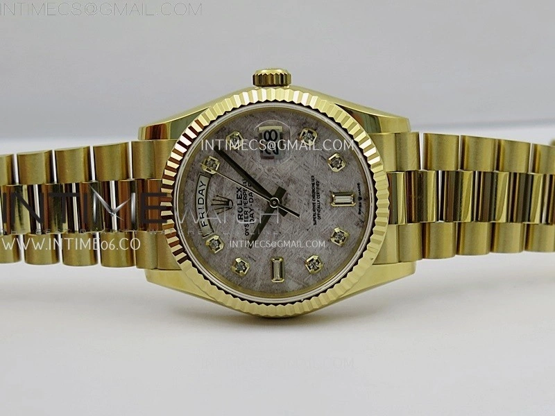 Day Date 36mm Gain Weight YG tungsten APSF 1:1 White Hematite Quartz Dial Diamond Markers on YG President Bracelet A3255