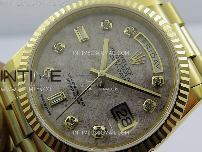 Day Date 36mm Gain Weight YG tungsten APSF 1:1 White Hematite Quartz Dial Diamond Markers on YG President Bracelet A3255