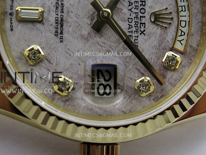 Day Date 36mm Gain Weight YG tungsten APSF 1:1 White Hematite Quartz Dial Diamond Markers on YG President Bracelet A3255
