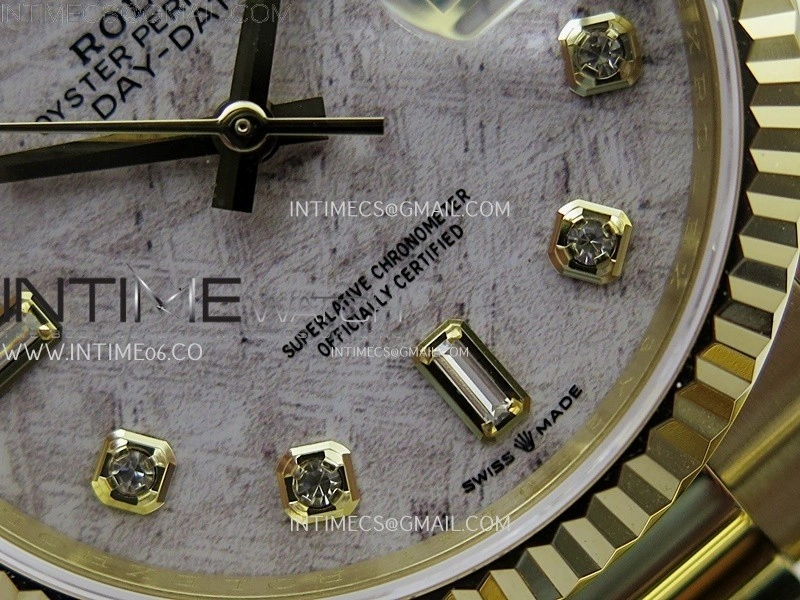 Day Date 36mm Gain Weight YG tungsten APSF 1:1 White Hematite Quartz Dial Diamond Markers on YG President Bracelet A3255